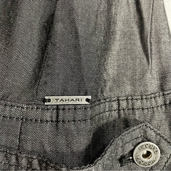 TAHARI Dark Gray Lyocell Denim-Like Snap Button Shirt Jacket size Large - Picture 11 of 12